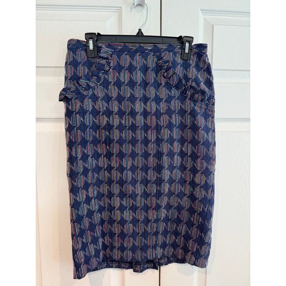 Anthropologie Eva Franco Textured Navy Multi Pencil Skirt – Size 10 - Picture 1 of 8